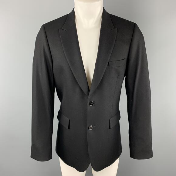 PAUL SMITH Size 40 Black Wool / Cashmere Peak Lapel Sport Coat - Picture 1 of 5